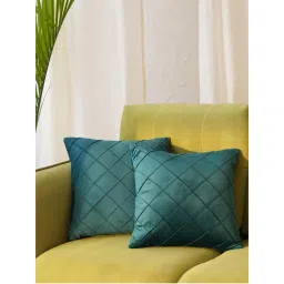 HOME 360 Teal Velvet Pintex Cushion Cover (Pack of 2)-image-36