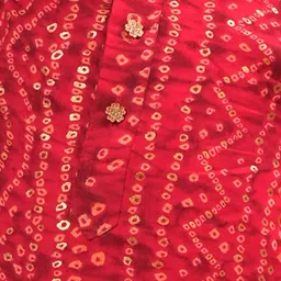 VASTRAMAY Boys Bandhani Printed Band Collar Straight Kurta With Patiala image 2
