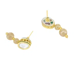 PRIVIU Gold Plated Artificial Beads Layered Necklace and Earrings image 4