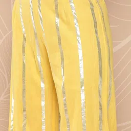 Inddus Ethnic Woven Design Empire Gotta Patti Pure Cotton A-Line Kurta With Palazzos image 3