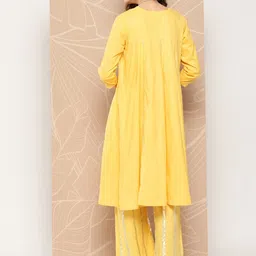 Inddus Ethnic Woven Design Empire Gotta Patti Pure Cotton A-Line Kurta With Palazzos image 5