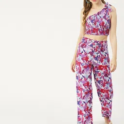 Moomaya Abstract Printed Crop Top With Palazzos-image-85