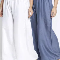 GRACIT Women White & Grey 2 Ethnic Palazzos-image-52