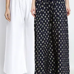 GRACIT Women Pack of 2 Ethnic Motifs Printed Flared Knitted Ethnic Palazzos-picture-34