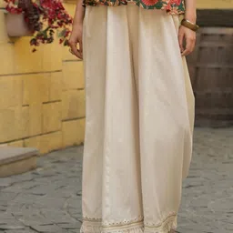 Rain & Rainbow Women Hem Design Pure Cotton Flared  Palazzos-picture-31