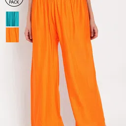 TAG 7 Women Pack of 3 Solid Flared Palazzos-picture-24