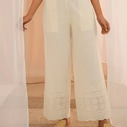 Libas  Floral Embroidered Cotton Wide Leg Palazzo-image-47