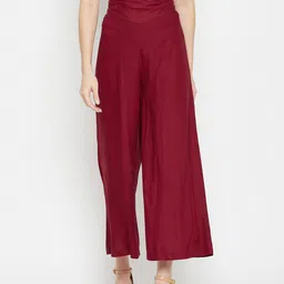 Duke Women Red Flared Knitted Palazzos-picture-29