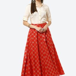 Rangriti Women Red Top with Skirt-picture-37