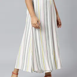 AURELIA Women Striped Flared Chambray Palazzos image 3