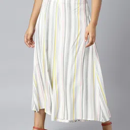 AURELIA Women Striped Flared Chambray Palazzos image 4