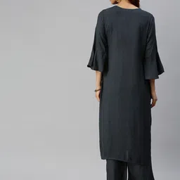 KALINI Floral Embroidered Regular Kurta with Palazzos image 4