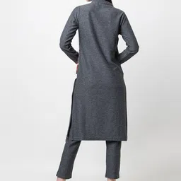 KEIKO Geometric Woven Design Straight Kurta With Trousers image 5