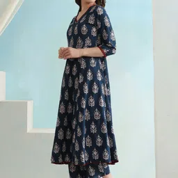 Khushal K Ethnic Motifs Printed V-Neck Pure Cotton A-Line Kurta with Palazzos & Dupatta image 5