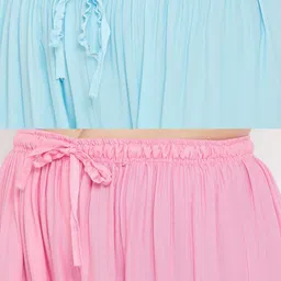 Clora Creation Pack of 2 Women Blue & Pink Solid Viscose Rayon Palazzos image 3