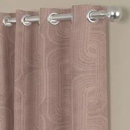 Pink Abstract Polyester 9 Ft Semisheer Eyelet Door Curtains (Set of 2) by ROSARAHOME image 4