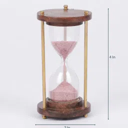 exim decor Antique Brass And Wood Sand Timer 4 image 3