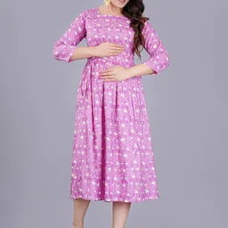TREND ME Ethnic Motifs Printed Maternity And Feeding Fit And Flare Ethnic Dress-image-44