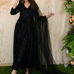 Label Shaurya Sanadhya Ethnic Motifs Embroidered Sequinned Kurta with Trousers & With-picture-15