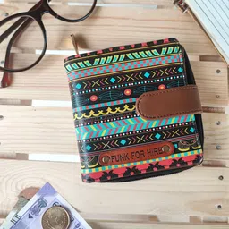 Funk For Hire Women Printed PU Water Resistant Two Fold Wallet with SIM Card Holder image 1