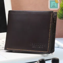 Teakwood Leathers Men Brown Solid Leather RFID Protected Two Fold Wallet image 1