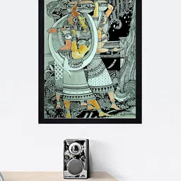 Gallery99 Grey & Black Hand Painted Tribal Art Texture Paper Framed Wall Art image 1