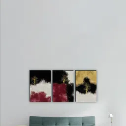 SAF Black & White 3 Pieces Abstract Painting Waterproof Wall Art image 1