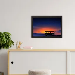 eCraftIndia Multicolored Beautiful Sunset Landscape Satin Matt Texture UV Art Painting image 1