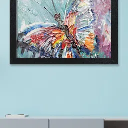 nest ART Blue Beautiful Big Butterfly Printed Framed Wall Art image 1