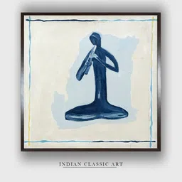 INDIAN CLASSIC ART White & Blue Indian Folk Wall Art image 1
