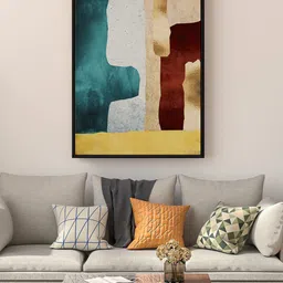 999Store Floating Beige & Blue Abstract Painting Wall Art image 1