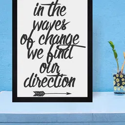 Gallery99 Grey & Black Waves Our Direction Printed Framed Wall Art image 1
