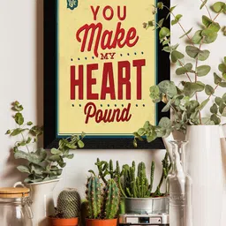 SAF Beige & Red Love Theme Painted Framed Wall Art image 1