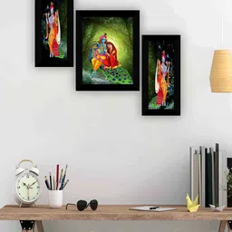 SAF Black & Green 3 Pieces Modern Painting Framed Wall Art image 1
