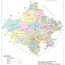 British Terminal White & Green Rajasthan Map Wall Art image 1
