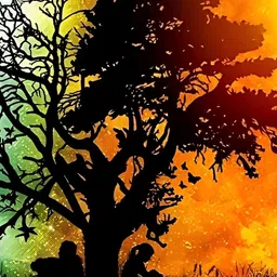 Wallpics Black & Orange Floral Printed Wall Poster image 1