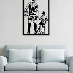ARTROOMS Black Footballer Dad & Son Metal Wall Hangings image 1