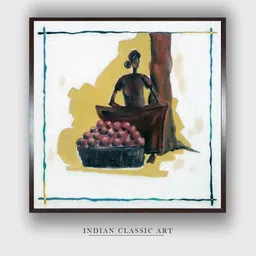 INDIAN CLASSIC ART White & Brown Indian Folk Painting Wall Art image 1