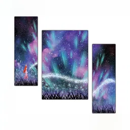 PnF Black & Blue 3 Pieces Wooden Painting Wall Art image 1