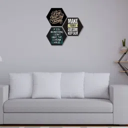 SAF Black & White 3 Pieces Motivational Quotes Printed UV Coating Wall Art-picture-26