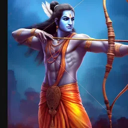 DecorTwist Blue & Orange Religious Lord Ram Wall Painting-picture-22