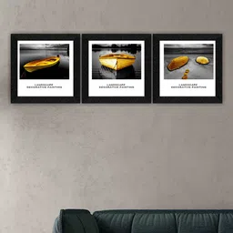 SAF White & Black 3 Pieces Nature-Painted Wall Art image 1