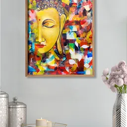 Art Street Multicoloured Buddha Framed Canvas Wall Art image 1