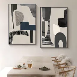 THE HANDMADE FLAIR White & Grey 2 Pieces Colorblock Framed Wall Arts-picture-16