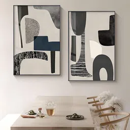 THE HANDMADE FLAIR Grey & Off-White 2 Pieces Colorblocked Framed Wall Art-image-24