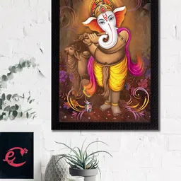 eCraftIndia Yellow & Brown Lord Ganesha Satin Matt Texture UV Wall Art-picture-19