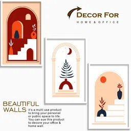 SAF White & Maroon 3 Pieces Framed Modern Wall Art image 2