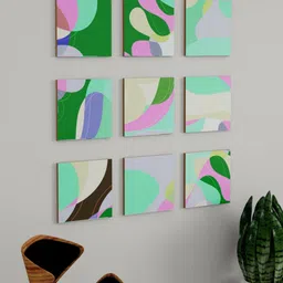 Art Street Green & Pink 9 Pieces Abstract Wall Art image 2