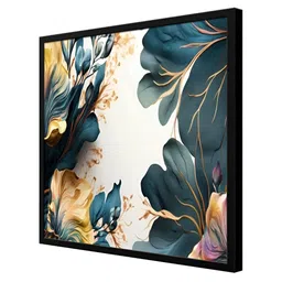 999Store Black & Grey Canvas Floral And Botanical Painting Wall Art image 2