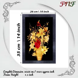 PnF Yellow & Red Wooden Floral and Botanical Wall Painting image 2